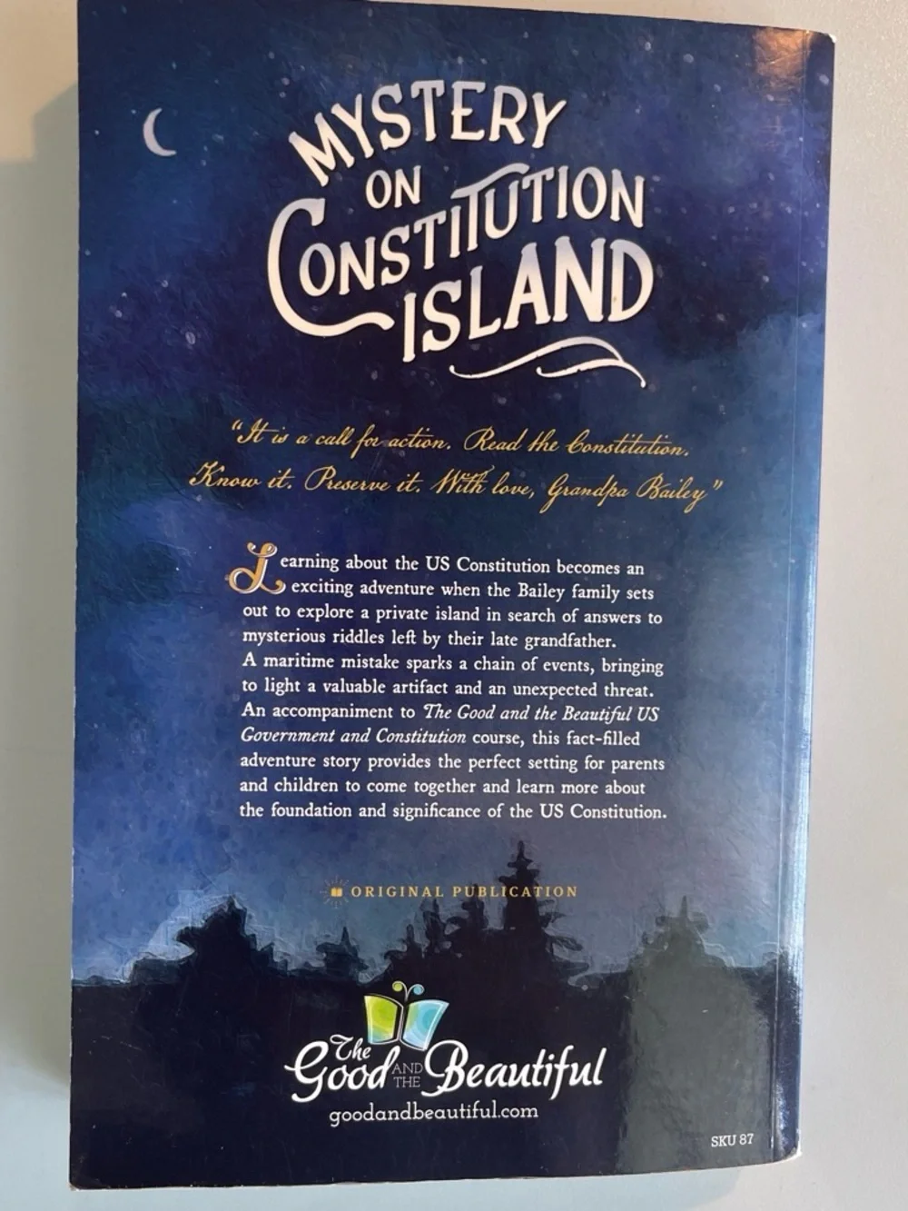 Mystery on Constitution Island Wall Art - Blue Sunset Illustration